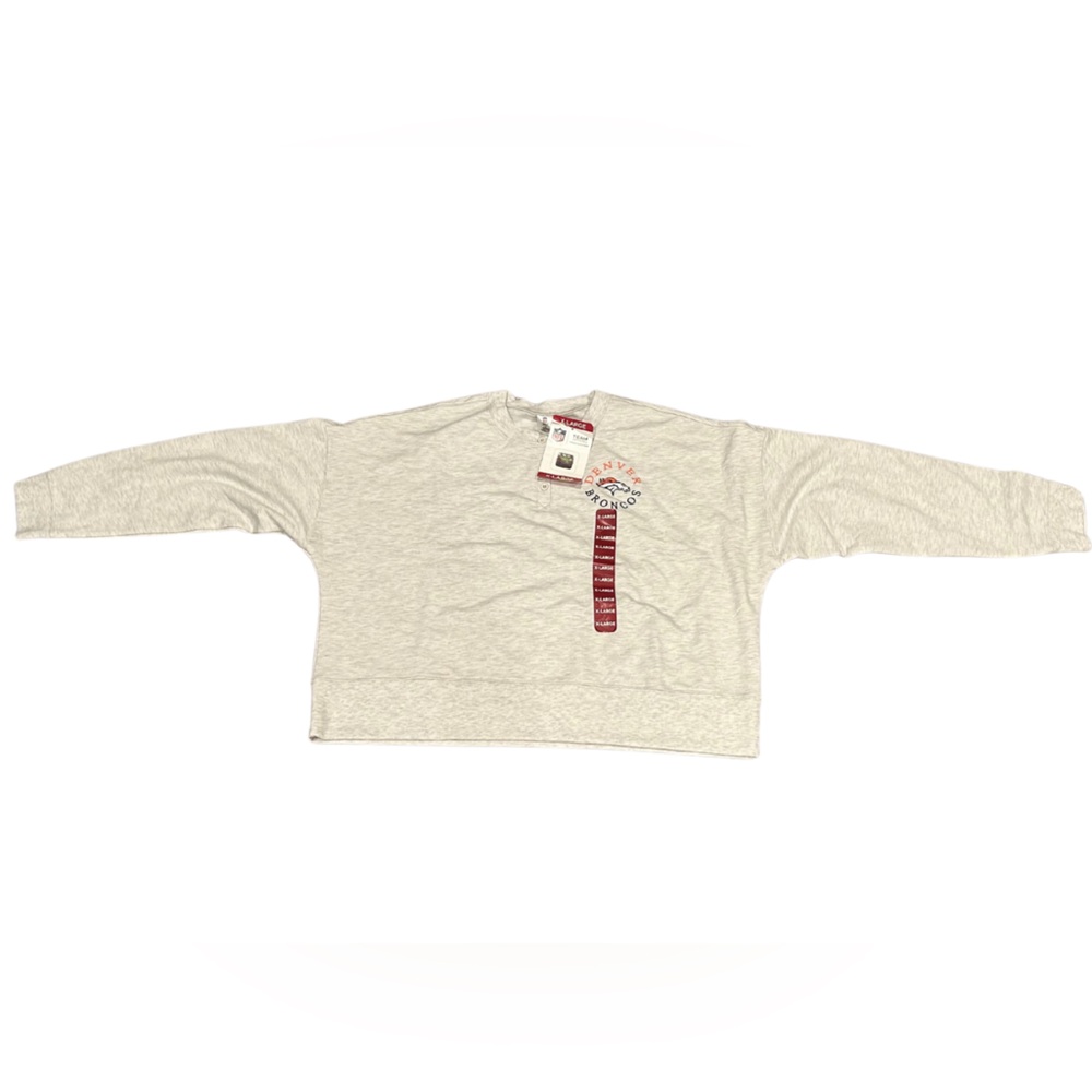 NFL Denver Broncos Heather Grey Raglan Pull Over Sweatshirt | Size XL | NWT